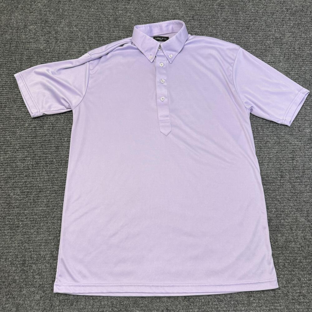 Collars & Co. Polo Shirt Mens Large Purple Solid Dress Collar Performance